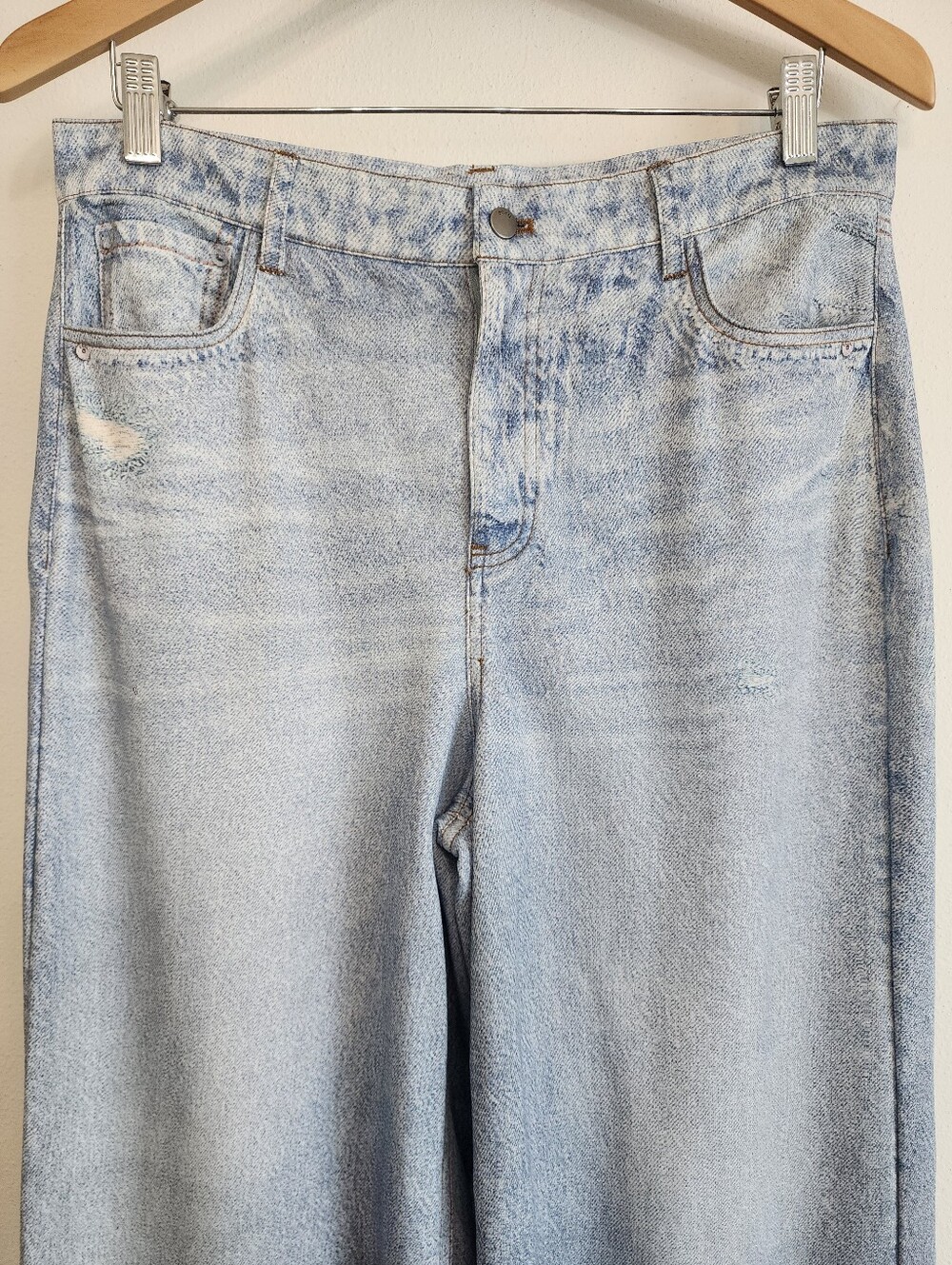 Sweatpant Jeans Ecru Wide-Leg French Terry Pants - Soft Cotton Blend - Size 8 - Picture 3 of 10